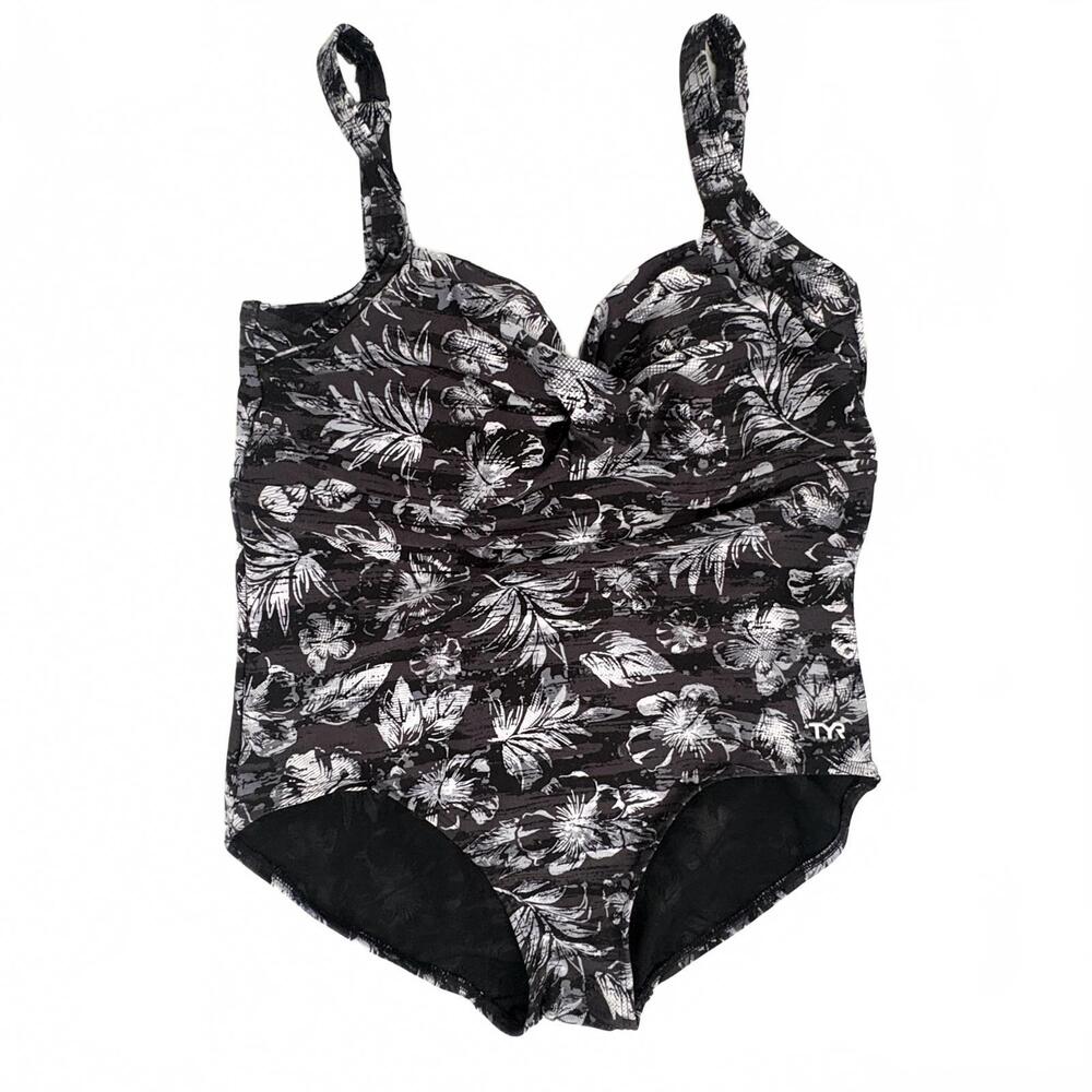 TYR | Women’s One Piece Black White Floral Swimsuit Size 18W
